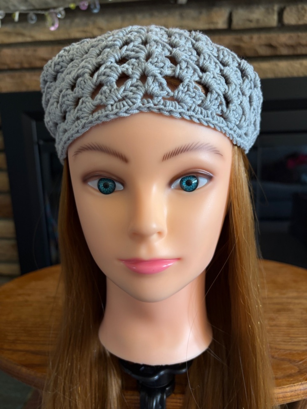Handmade Crochet Triangle Bandana Scarf - gray